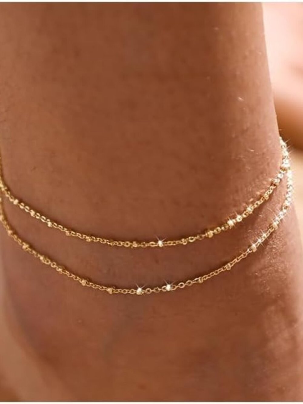 Gold/Silver Ankle Bracelets for Women,14K Gold Anklets for Women Waterproof Cuba